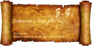 Zuberecz Gerjén névjegykártya
